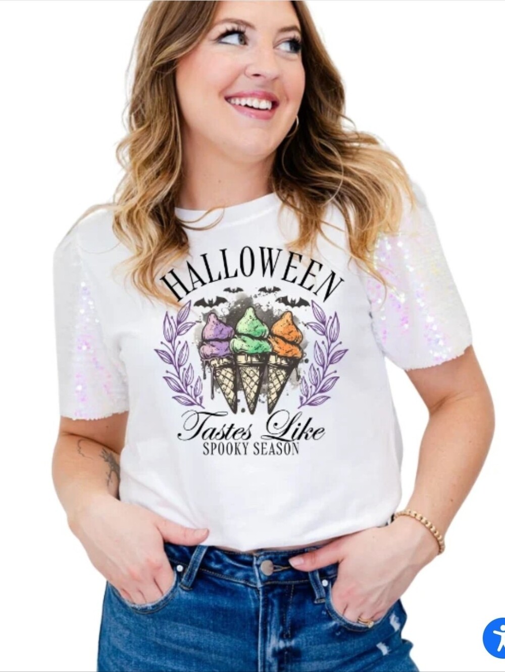 Nwt Sequin Sleeve Hallowen Top. Sz 2x